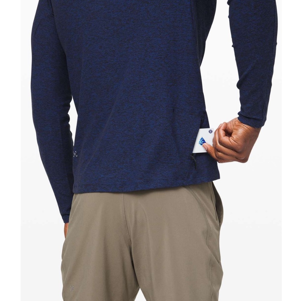 Lululemon Surge Warm Long Sleeve / Medium / Heathered Moroccan Blue Mens Run - Picture 3 of 10